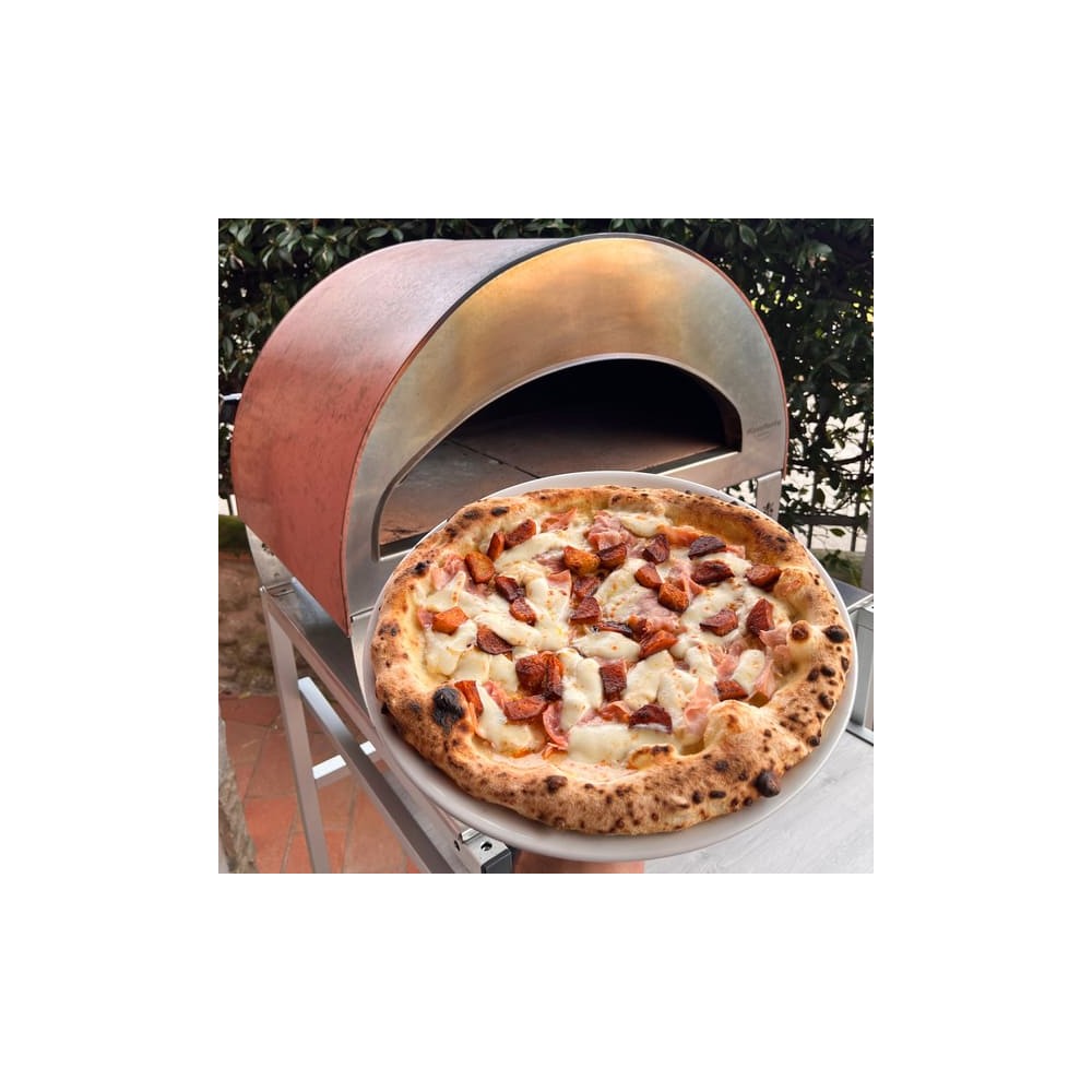 Emozione Großer Außen-Gasbackofen für 2 Pizzen "Antik Kupfer" | 40x70cm Backfläche | Professionelle Ergebnisse