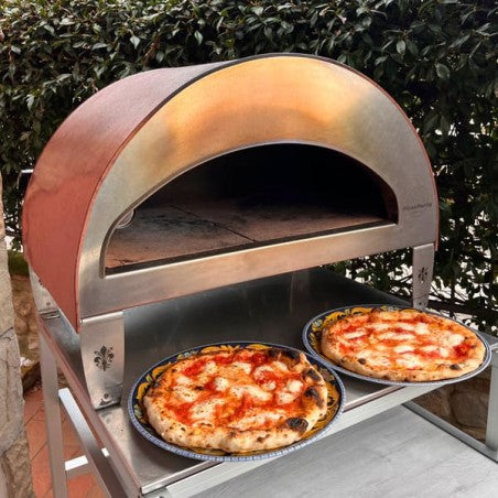 Emozione Großer Außen-Gasbackofen für 2 Pizzen "Antik Kupfer" | 40x70cm Backfläche | Professionelle Ergebnisse