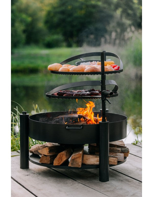 Multifunktionale Feuerschale „MONTANA X“ 60 cm mit Grillrost 50 cm